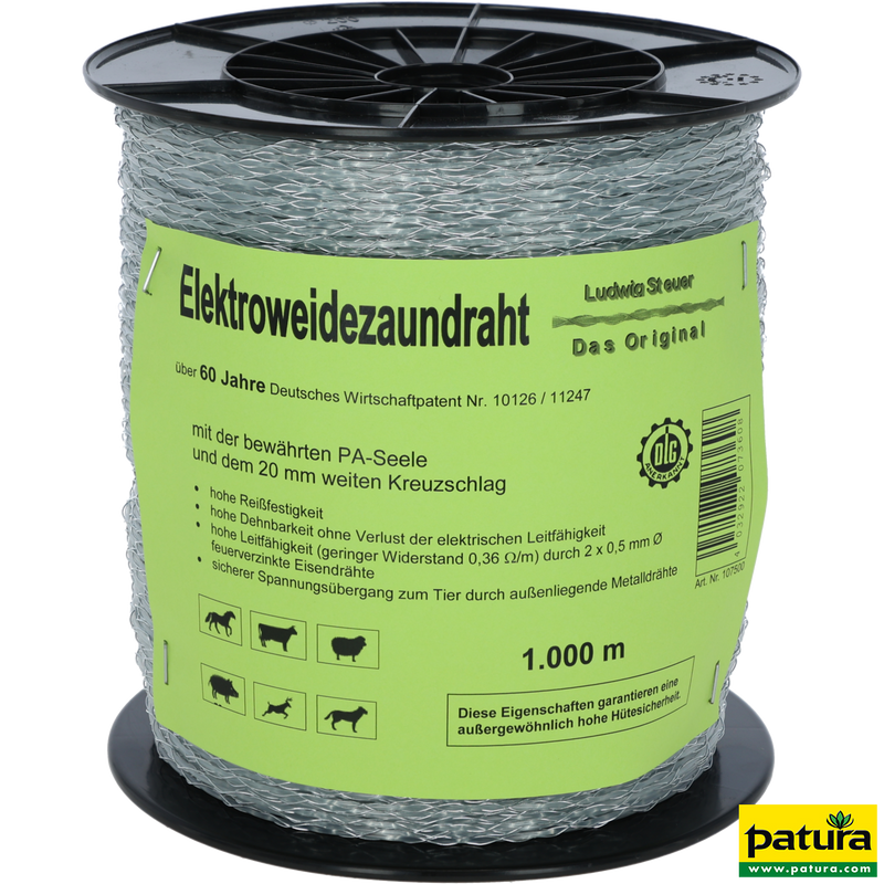 Special plastic wire, transparent, nylon core, 2 galvanized wires, 1000 m roll