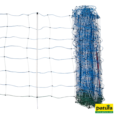 Tornado electric fence net combi, blue, h= 108 cm, 50 m, single spike, plus-minus, with earth conductor