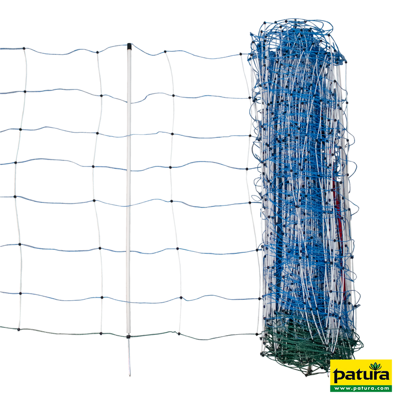 Tornado electric fence net combi, blue, h= 108 cm, 50 m, single spike, plus-minus, with earth conductor