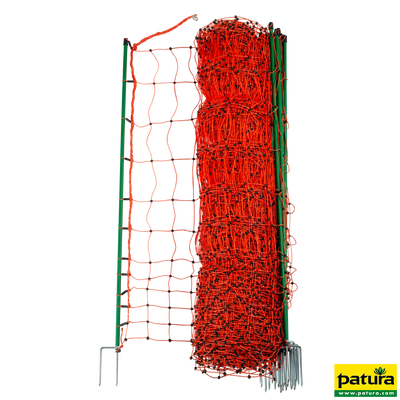 Geflügelnetz, orange, 112 cm hoch, mit Doppelspitze, 50 m