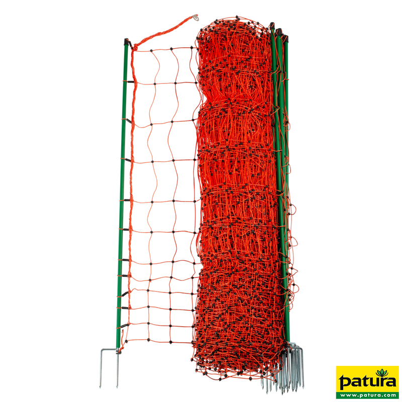 Geflügelnetz, orange, 112 cm hoch, mit Doppelspitze, 50 m