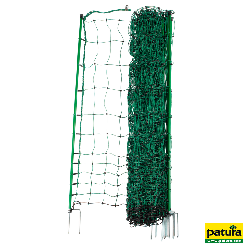 Poultry net, green, 112 cm high, with double spike, 25 m