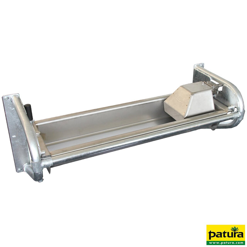 Flat swivel trough 2.5 m - capacity 90 l for wall mounting, stainless steel trough and brackets