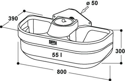 SUEVIA Anbau-Doppeltränke für Weidefässer, 55 Liter, Modell FT55 Patura Sanilu