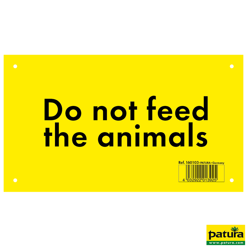 Warning sign, feeding animals prohibited, plastic -english-