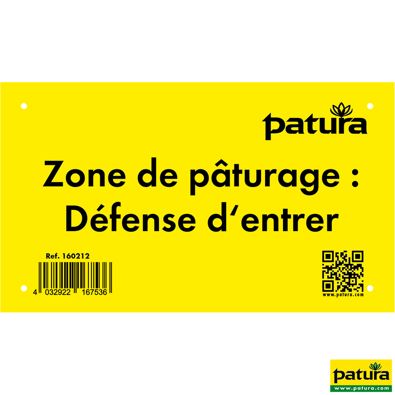 Warning sign "Do not enter pasture" plastic -french-