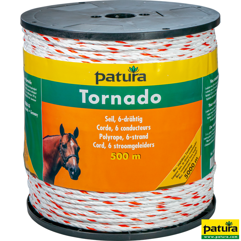 Tornado Seil, 500 m Rolle, weiss-orange 5 Niro 0,20 mm, 1 Cu 0,30 mm