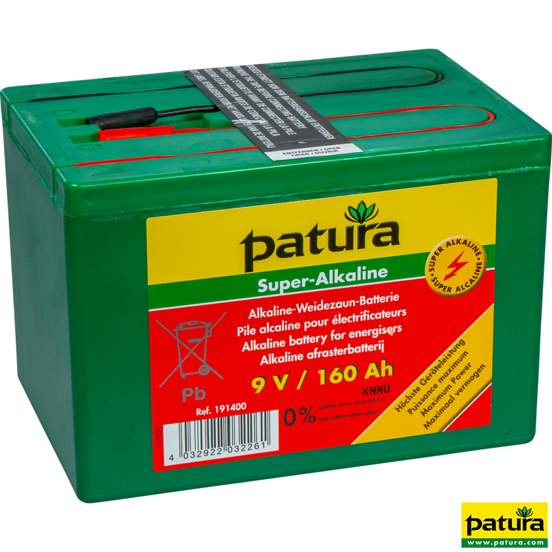 Batterie super alcaline pour clôtures 9 V / 160 Ah, petit boîtier