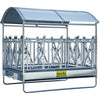 Large bale hopper with safety catch grids