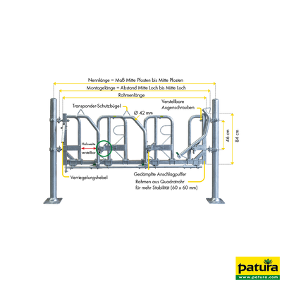 Elastic rope gate set with 3-fold gate handle insulator, for gates up to 6 m wide