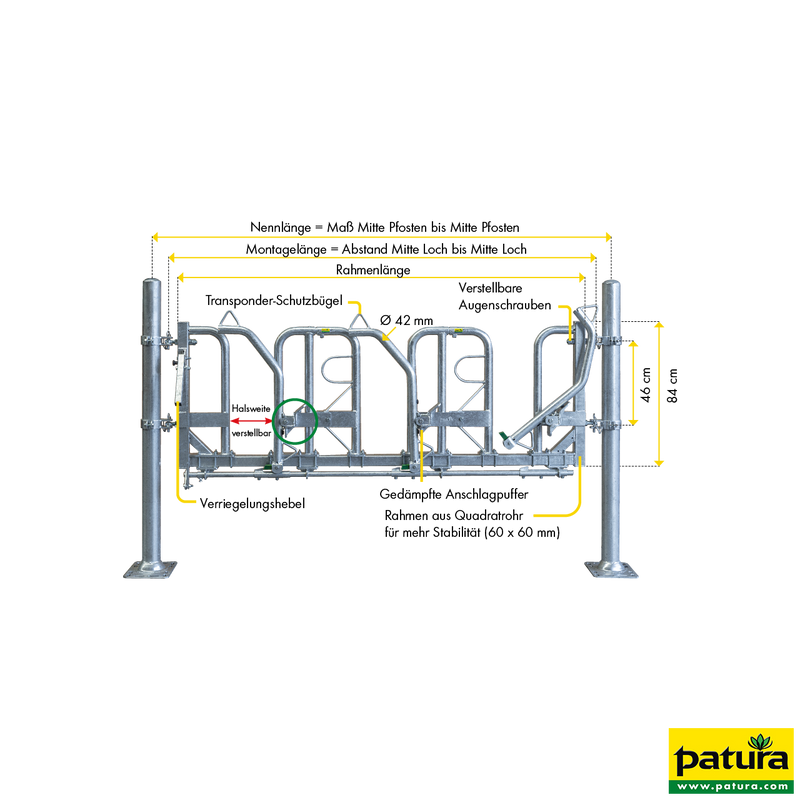 Elastic rope gate set with 3-fold gate handle insulator, for gates up to 6 m wide