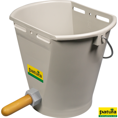 Teat drinking bucket 9 l, gray, complete with soft teat and ball valve