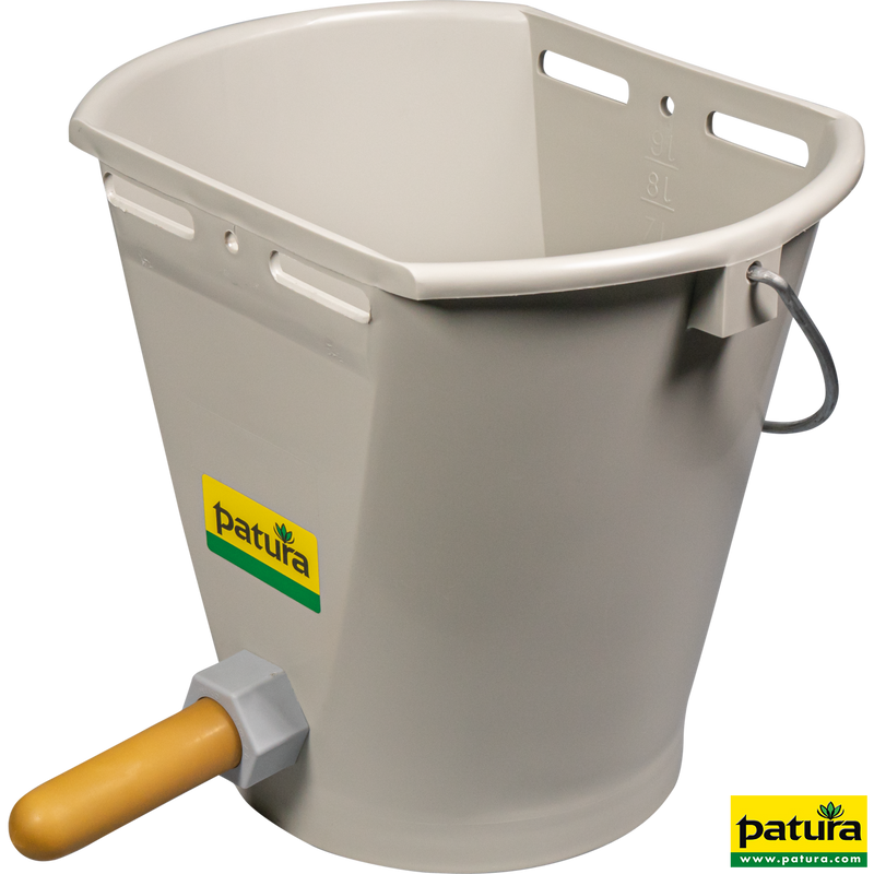 Teat drinking bucket 9 l, gray, complete with soft teat and ball valve