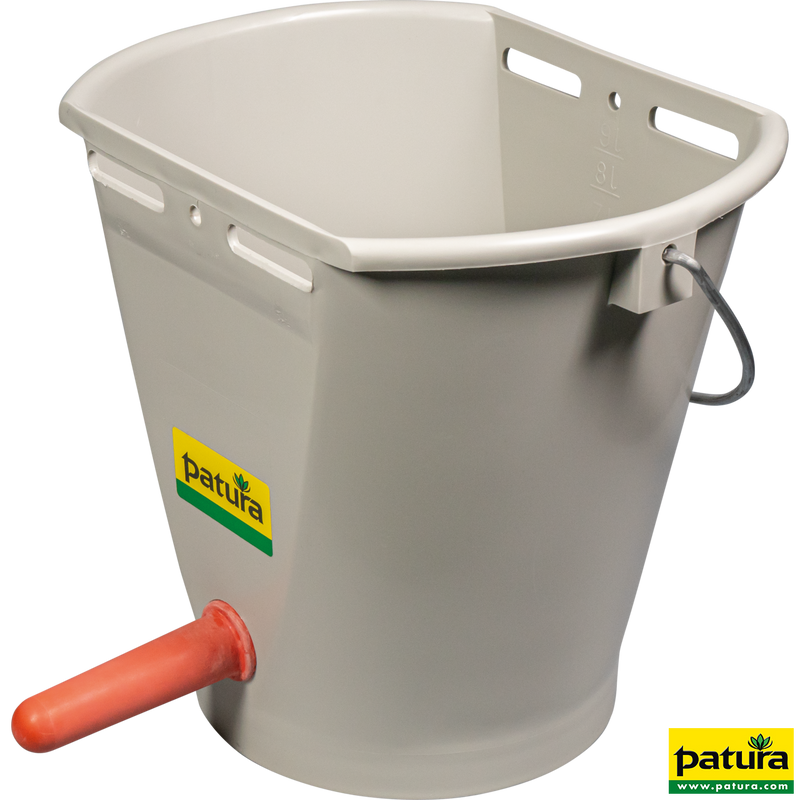 Teat drinking bucket 9 l, gray cpl. w. medium teat and 1-click valve