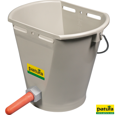 Teat drinking bucket 9 l, gray complete with medium teat and ball valve