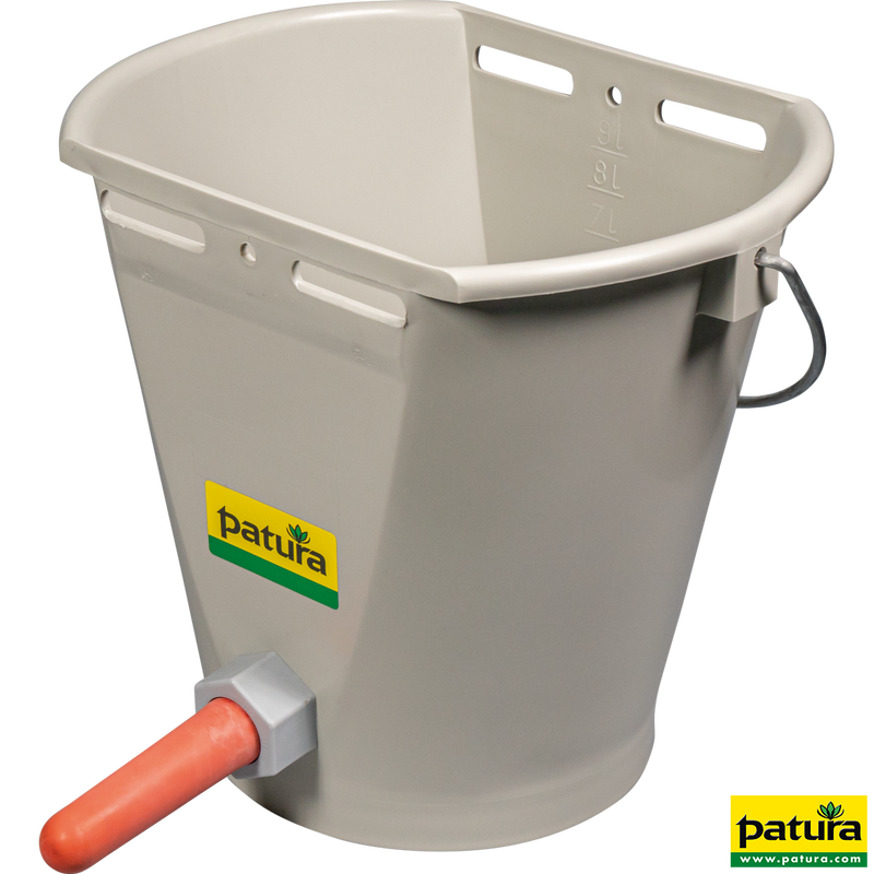 Teat drinking bucket 9 l, gray complete with medium teat and ball valve