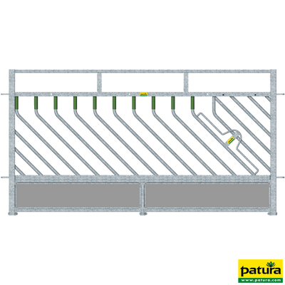 Cornadis à fermeture automatique pour moutons L= 1,39 m, H= 1,00 m 6 ouvertures d'alimentation