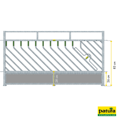 Self-closing feeding fence for sheep L= 1.89 m, H= 1.00 m 10 feeding openings