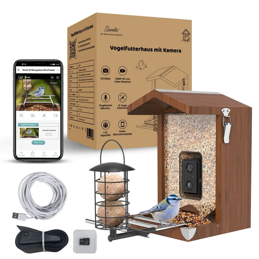 Smart bird feeder with camera solar energy