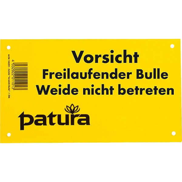 Sanilu_Warnschild-Freilaufender-Bulle_Patura1
