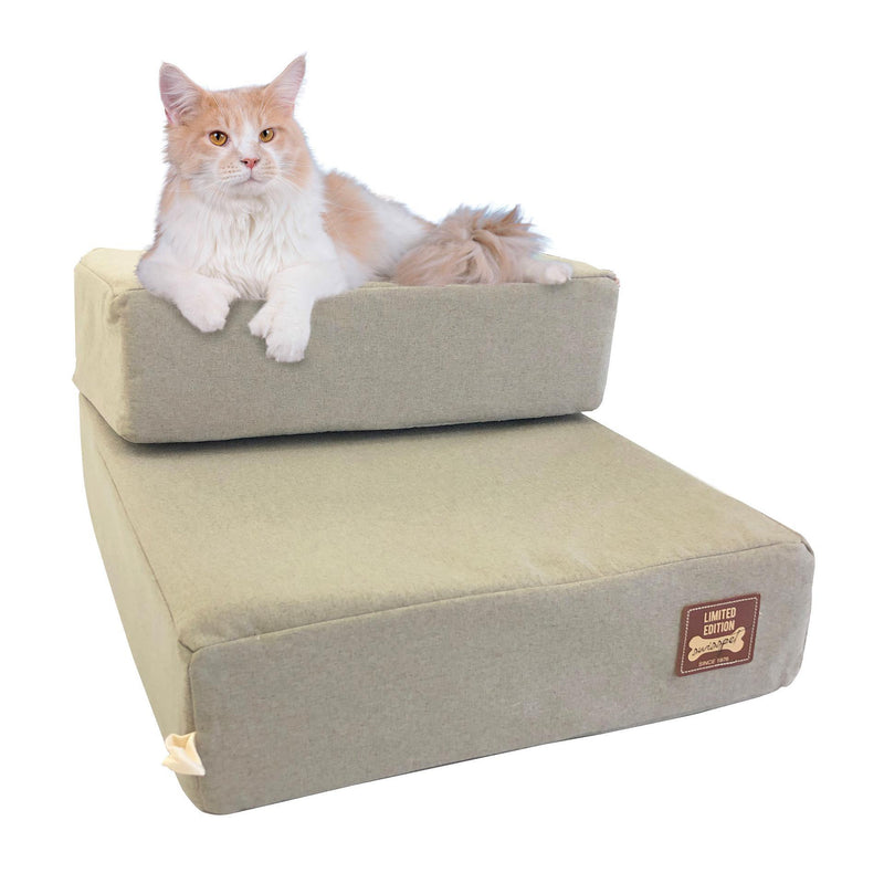 2-in-1 dog step/lounger beige