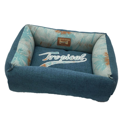 Tropical S dog and cat bed, blue