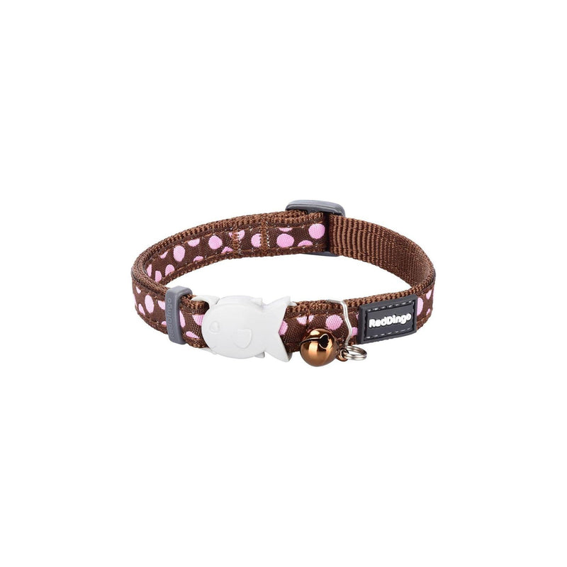 RedDingo Cat Collar Pink Spots on Brown - XS