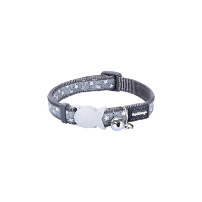 RedDingo Cat Collar Stars White on Cool Grey - XS