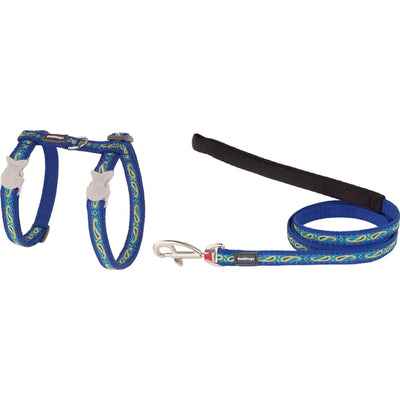 RedDingo Harness and Leash Paisley Blue with Green - XS