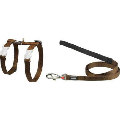 RedDingo Harness and Leash Classic Plain Brown - XS