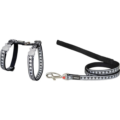 RedDingo Harness and Leash Reflective Fish Black - XS