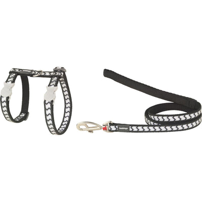 RedDingo Harness and Leash Reflective Ziggy Black - XS