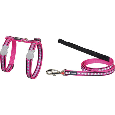 RedDingo Harness and Leash Reflective Fish Hot Pink - XS