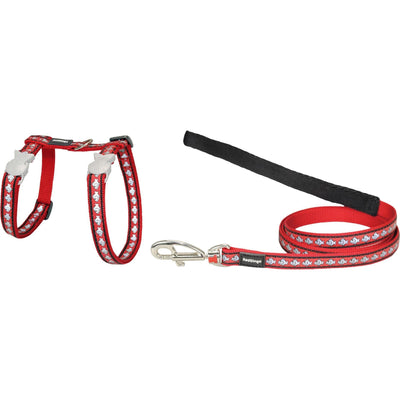 RedDingo Harness and Leash Reflective Fish Red - XS