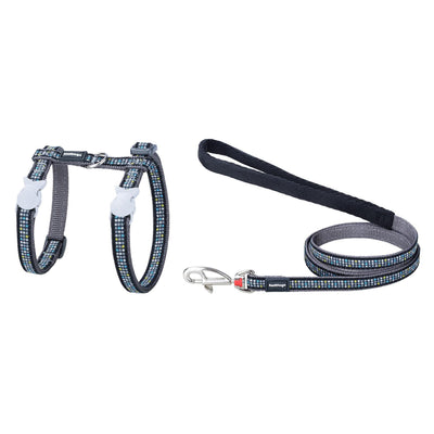 Harness leash, gray with dots XS