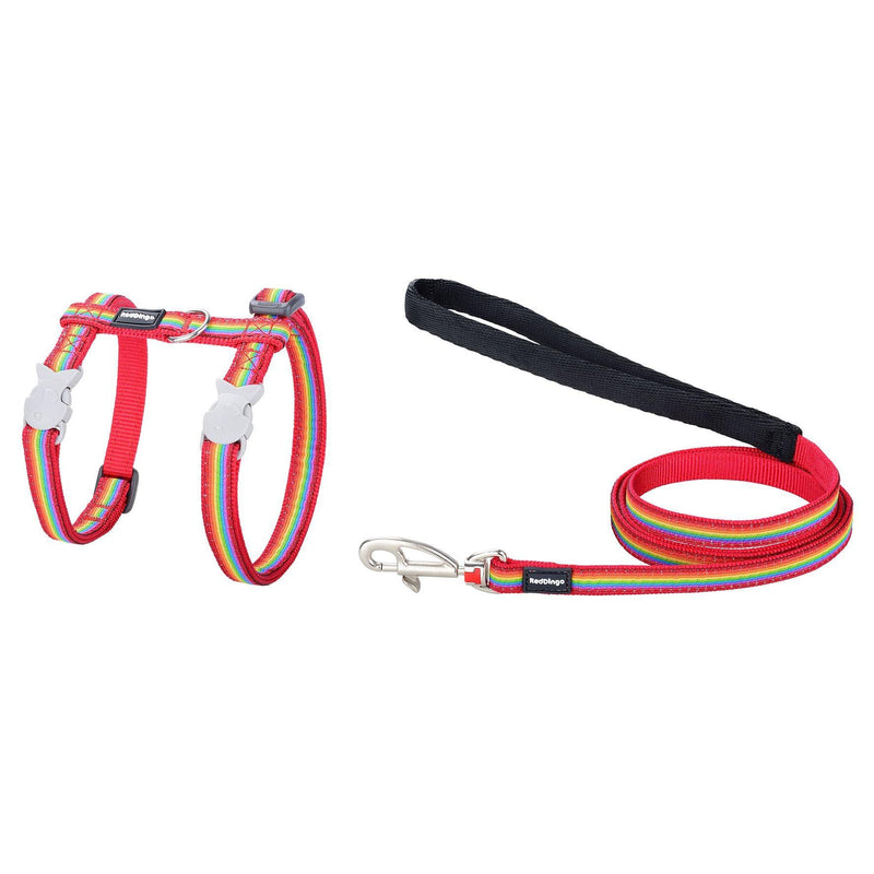 Cat Harness Leash Rainbow Red XS