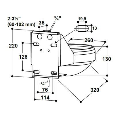 SUEVIA Edelstahl-Rohrventilbecken Mod. 1220 Patura Sanilu