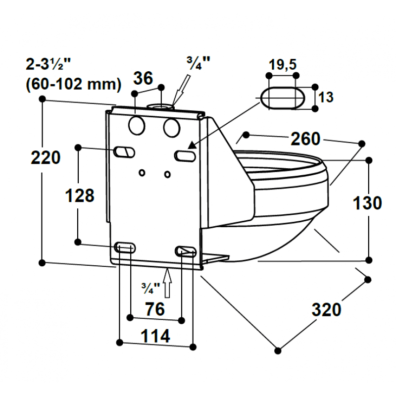 SUEVIA Edelstahl-Rohrventilbecken Mod. 1220 Patura Sanilu