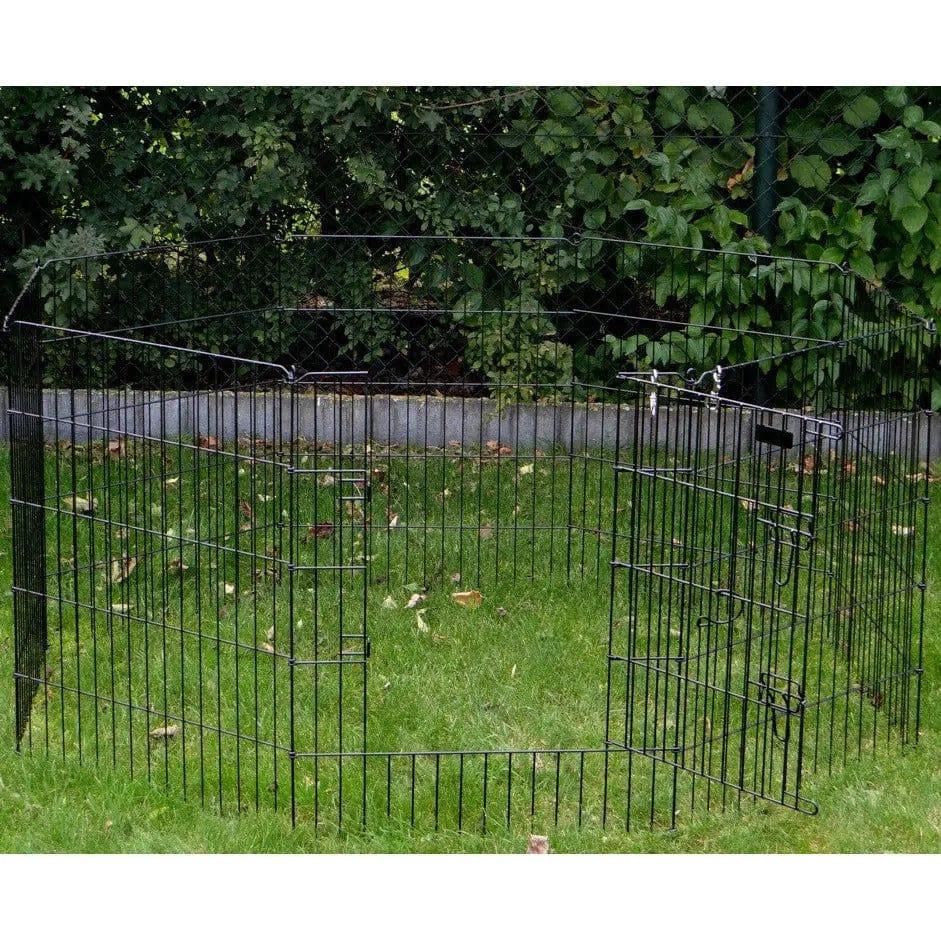 Free-range metal rabbit enclosure