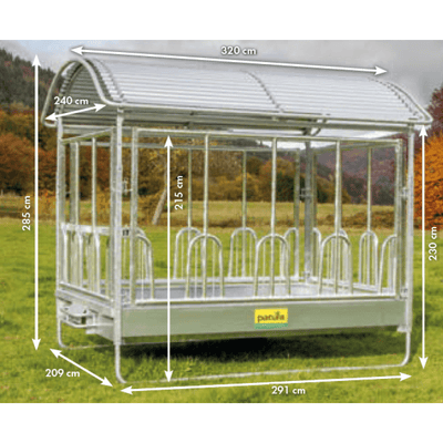 Large bale trough with universal feed grids Patura Sanilu