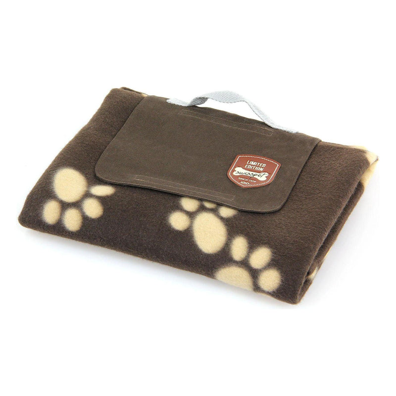 Couverture de voyage en peluche, marron avec pattes