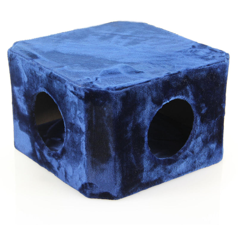 Caverne carrée, 2 trous, 48x48x30cm, bleu